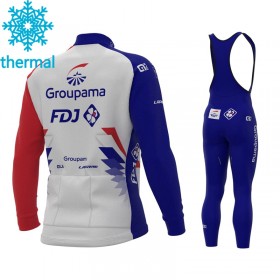 Tenue Cycliste Manches Longues et Collant à Bretelles 2021 Groupama-FDJ Hiver Thermal Fleece N001